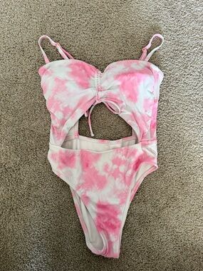 Xhilaration Pink and White Tie-Dye One-Piece Swimsuit
